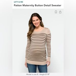 LETY & ME Patton Maternity Button Detail Sweater | Medium | Beige